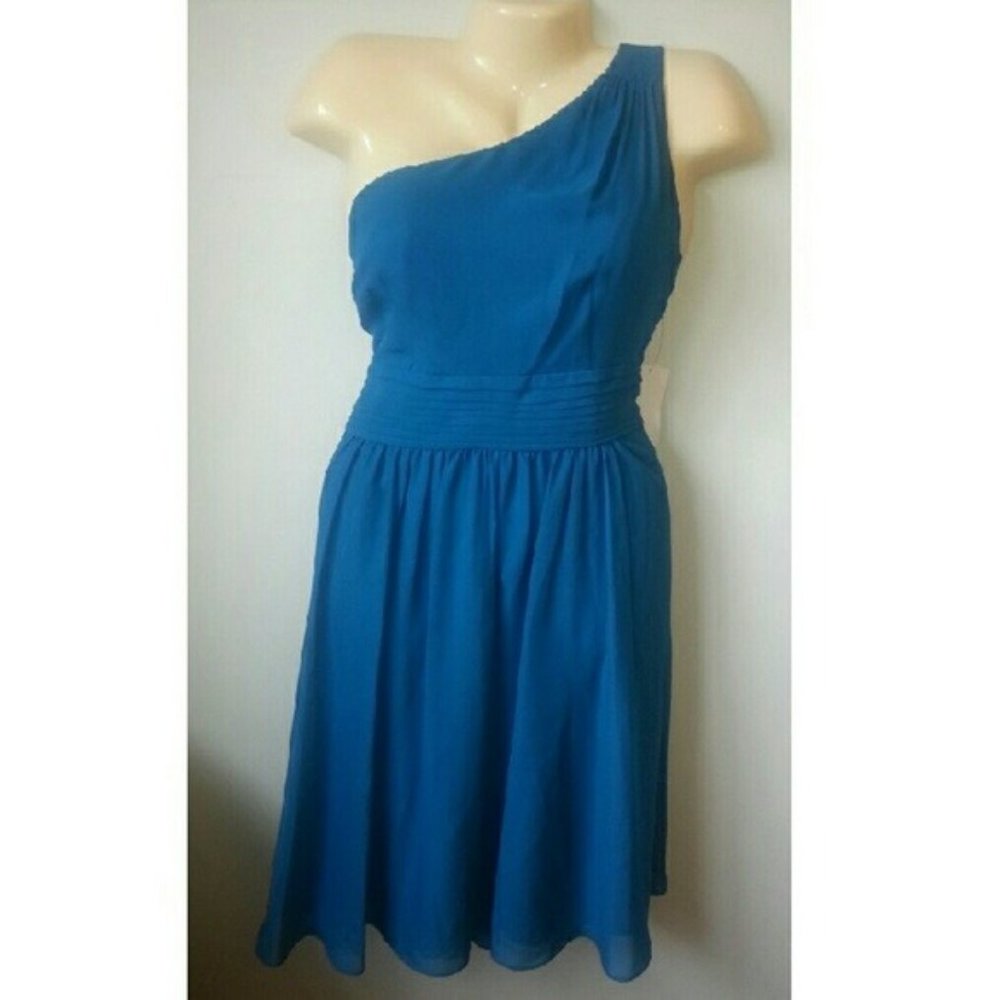 Size 16 Liliana Teal Chiffon One Shoulder